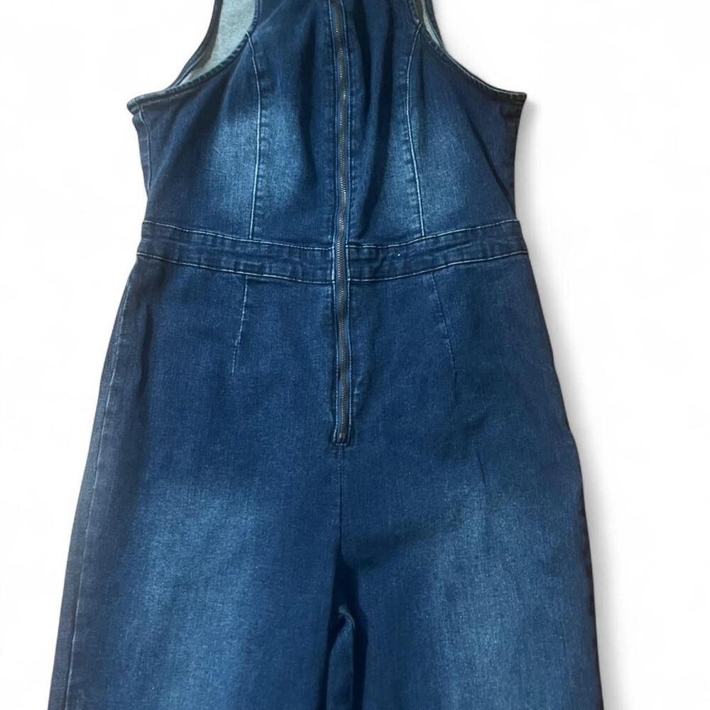 Unbranded Women's Sleeveless Stretch Denim Jumpsuit SZ L - Picture 5 of 6